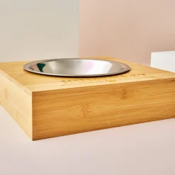 New Personalised Engraved Large Bamboo Pet Bowl - Name and Paw Print Gifts For Pets|Christmas Gifts