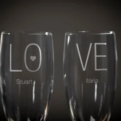 Card Factory Personalised Engraved 'Love' Champagne Flutes