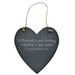 Clearance Personalised Engraved Medium Hanging Heart Slate - In Your Tummy Personalised Canvas & Wall Art|Personalised Engraved Gifts