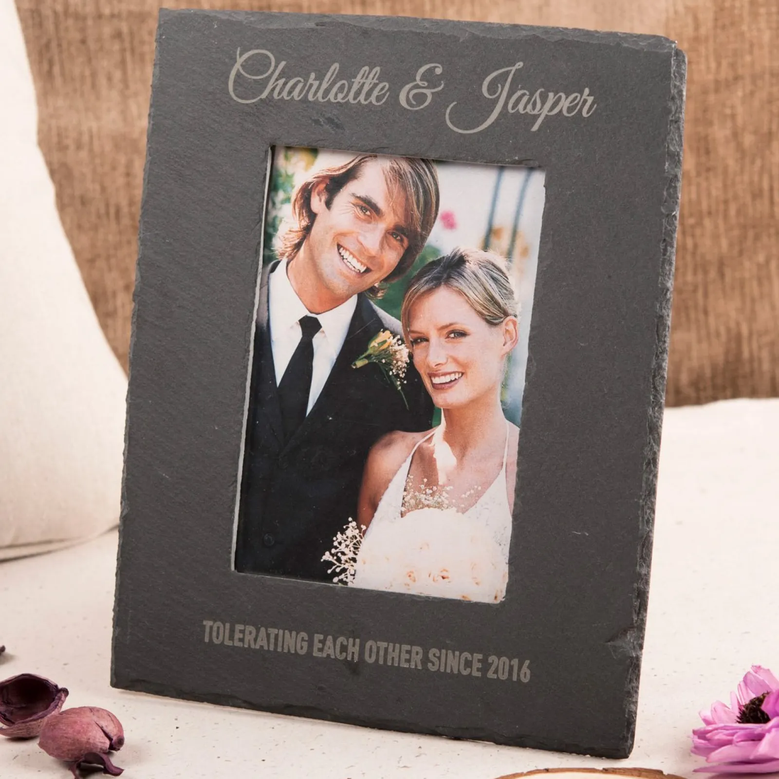 Card Factory Personalised Engraved Medium Slate Photo Frame - Any Message