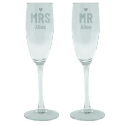 Best Personalised Engraved Mr & Mrs Champagne Flutes Personalised Glasses|Personalised Engraved Gifts