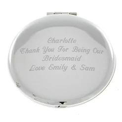 Card Factory Personalised Engraved Silver Round Compact Mirror