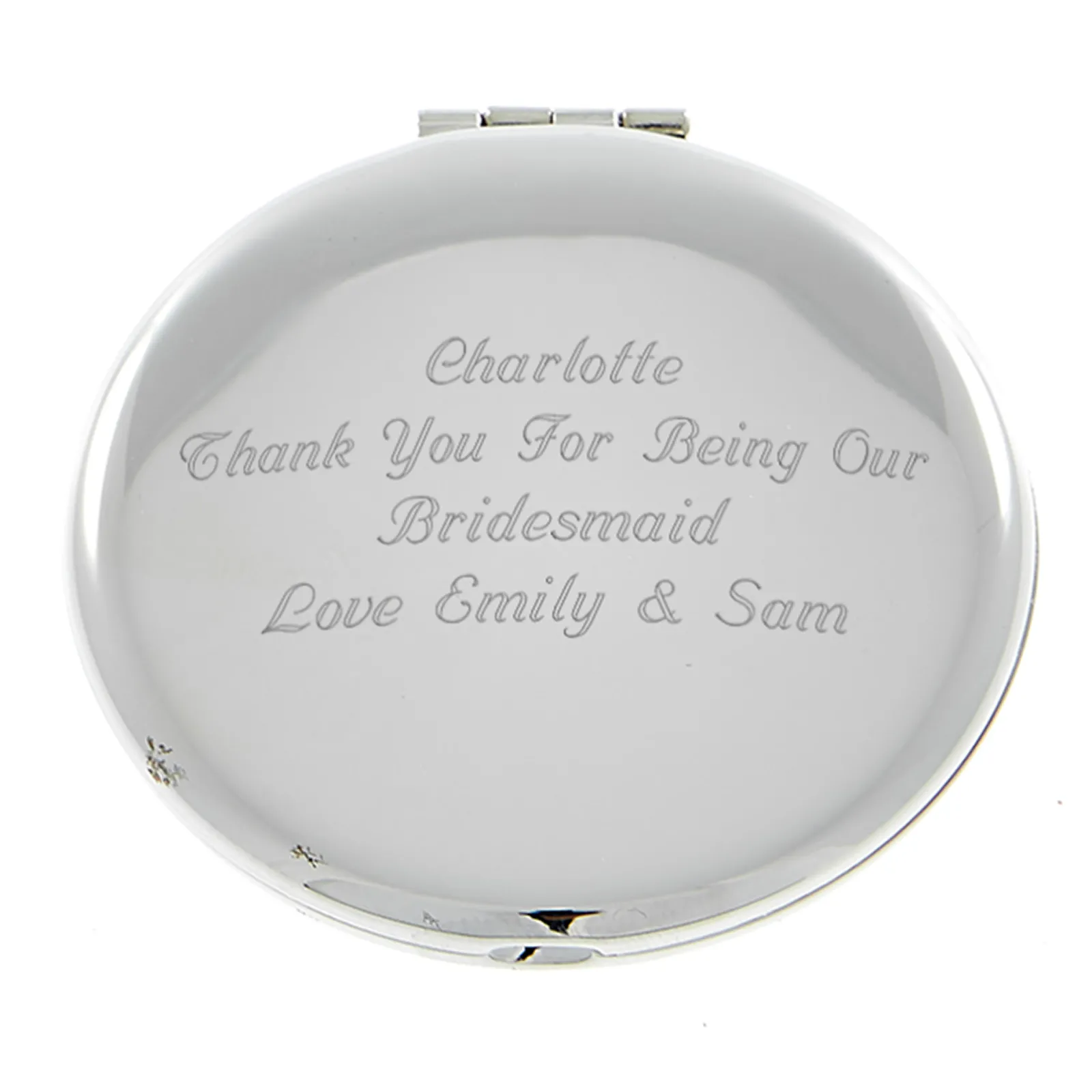 Card Factory Personalised Engraved Silver Round Compact Mirror