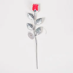 Card Factory Personalised Engraved Silver-Plated Rose - Couples Initials