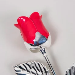 Card Factory Personalised Engraved Silver-Plated Rose - Couples Initials