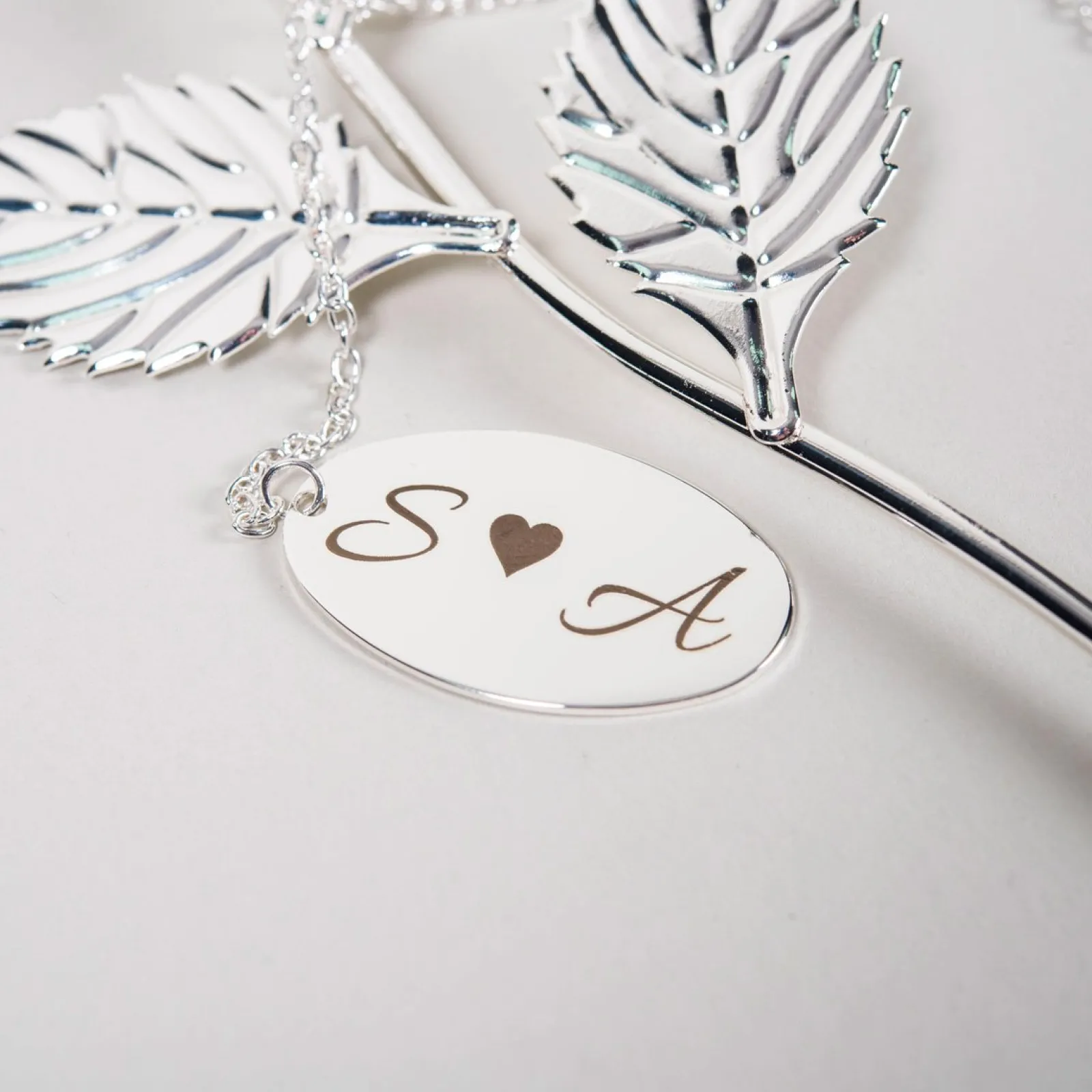 Card Factory Personalised Engraved Silver-Plated Rose - Couples Initials