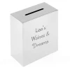 New Personalised Engraved Silver Plated Square Money Box - Any Message Kids Personalised Jewellery And Keepsakes|Personalised Engraved Gifts