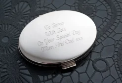 Discount Personalised Engraved Silver Oval Compact Mirror Personalised Jewellery And Keepsakes|Personalised Engraved Gifts