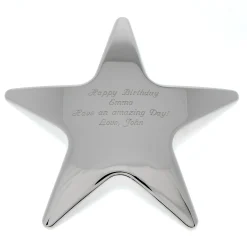 New Personalised Engraved Silver Star Paperweight Personalised Jewellery And Keepsakes|Personalised Engraved Gifts