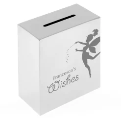 Kids Card Factory Personalised Engraved Silver Plated Money Box - Fairy Wishes
