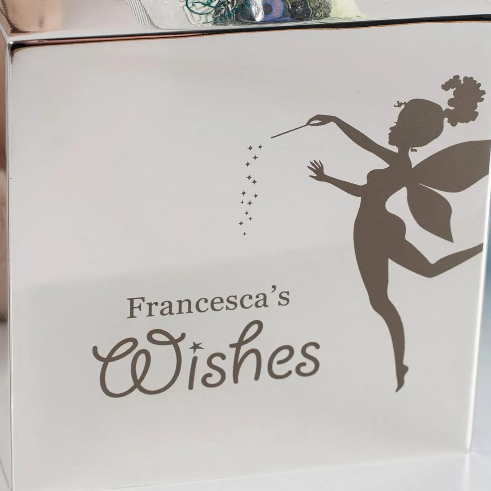 Kids Card Factory Personalised Engraved Silver Plated Money Box - Fairy Wishes