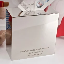 Card Factory Personalised Engraved Silver Plated Money Box - Christening