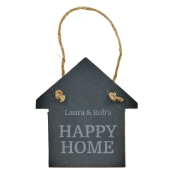 Best Personalised Engraved Small House-Shaped Slate Keepsake Personalised Canvas & Wall Art|Personalised Engraved Gifts