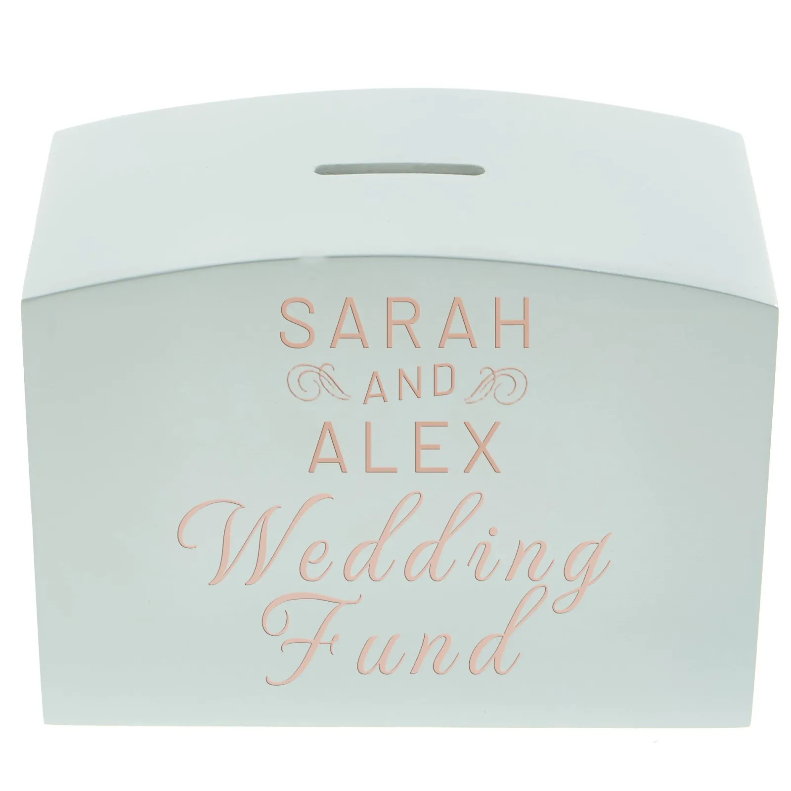 Best Personalised Engraved White Wooden Money Box - Wedding Fund Personalised Jewellery And Keepsakes|Personalised Engraved Gifts