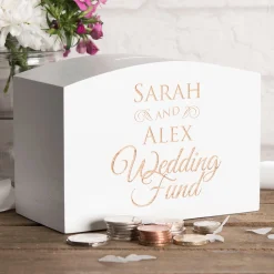 Best Personalised Engraved White Wooden Money Box - Wedding Fund Personalised Jewellery And Keepsakes|Personalised Engraved Gifts