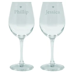 Card Factory Personalised Engraved Wine Glasses|Glassware Set - His and Hers Hearts