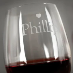 Card Factory Personalised Engraved Wine Glasses|Glassware Set - His and Hers Hearts