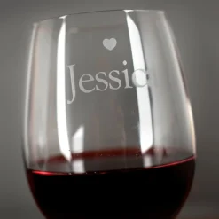 Card Factory Personalised Engraved Wine Glasses|Glassware Set - His and Hers Hearts