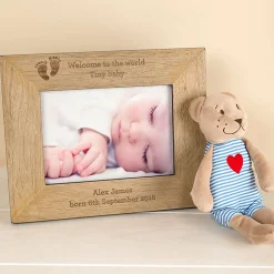 Card Factory Personalised Engraved Wooden Photo Frame - Baby's Footprints