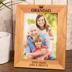 Online Personalised Engraved Wooden Photo Frame - Grandad Crown Personalised Engraved Gifts|Photo Frames