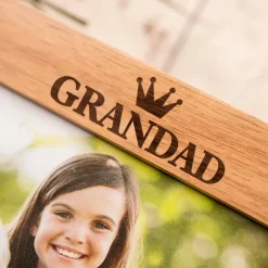 Online Personalised Engraved Wooden Photo Frame - Grandad Crown Personalised Engraved Gifts|Photo Frames