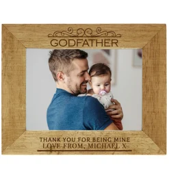 New Personalised Engraved Wooden Photo Frame - Godfather Personalised Engraved Gifts|Photo Frames