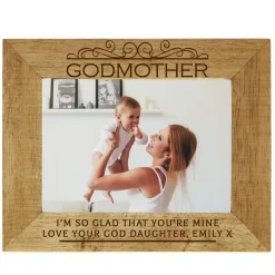 Card Factory Personalised Engraved Wooden Photo Frame - Godmother