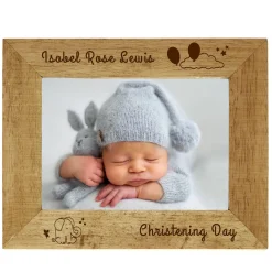 Clearance Personalised Engraved Wooden Photo Frame - Baby Elephant Personalised Engraved Gifts|Photo Frames
