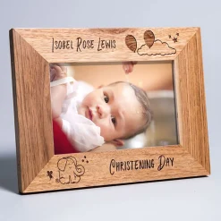 Clearance Personalised Engraved Wooden Photo Frame - Baby Elephant Personalised Engraved Gifts|Photo Frames