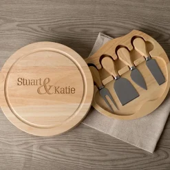 Best Personalised Engraved Wooden Cheeseboard Set - Couple's Names Personalised Engraved Gifts|Jewellery & Keepsakes