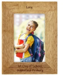 Kids Card Factory Personalised Engraved Wooden Photo Frame - 1st Day of School