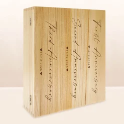 Card Factory Personalised Engraved Wooden Wine Box - Anniversary Milestones