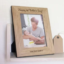 Card Factory Personalised Engraved Wooden Photo Frame - 1st Father's Day