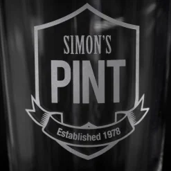 Card Factory Personalised Established Badge Pint Glass