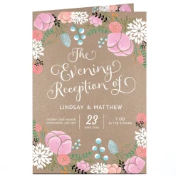 Personalised Evening Reception Invitation - Rustic Floral Invitations|Wedding Party