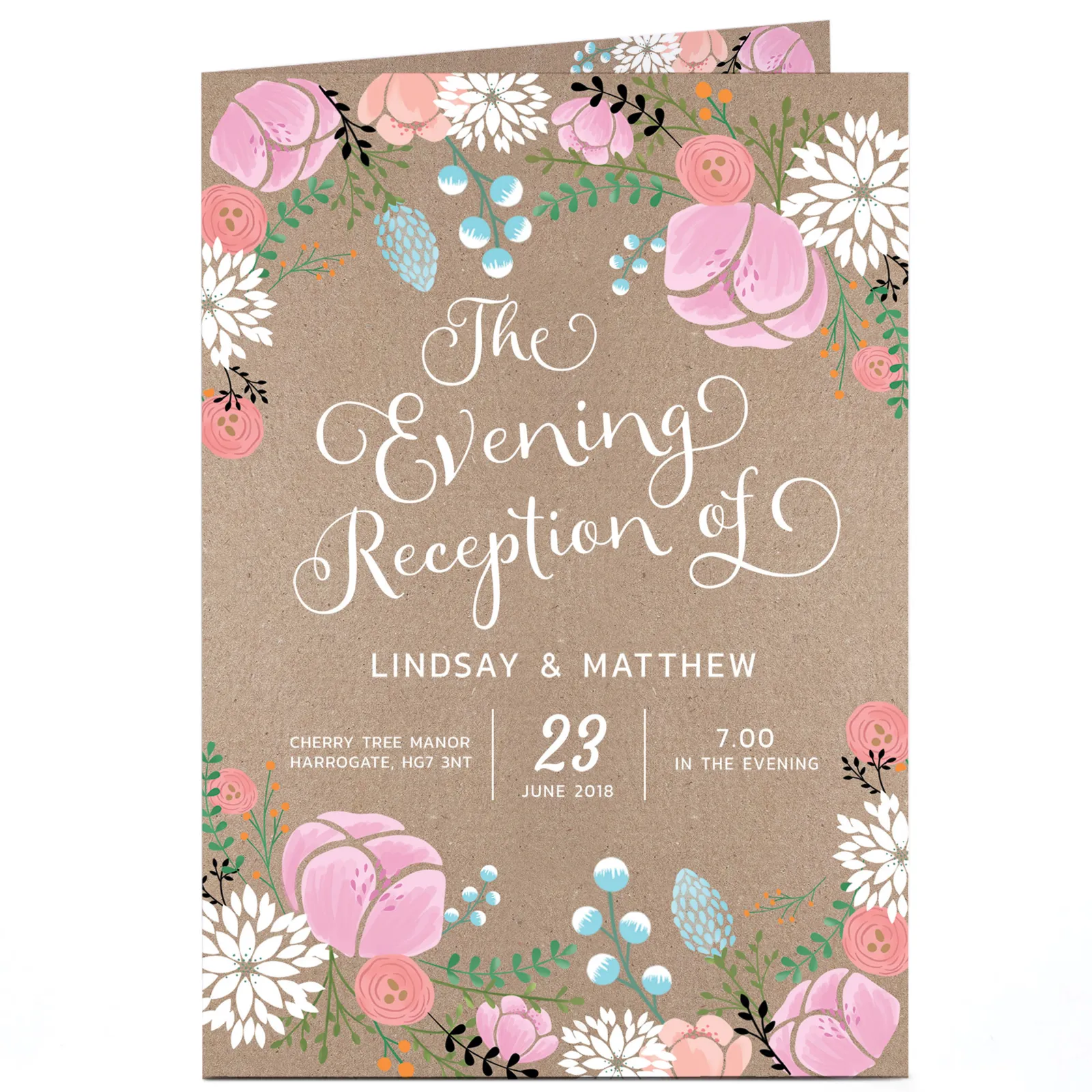 Personalised Evening Reception Invitation - Rustic Floral Invitations|Wedding Party