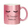 Clearance Personalised Eyelashes Pink Glitter Mug Mugs|Christmas Gifts