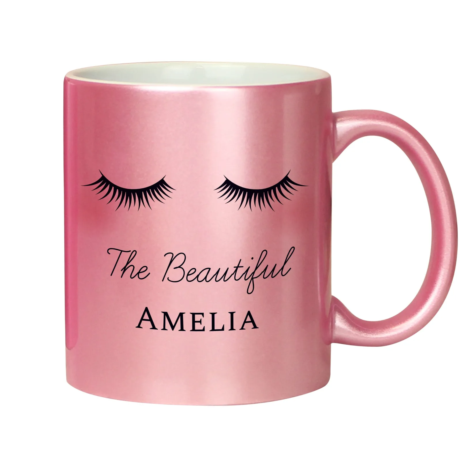 Clearance Personalised Eyelashes Pink Glitter Mug Mugs|Christmas Gifts