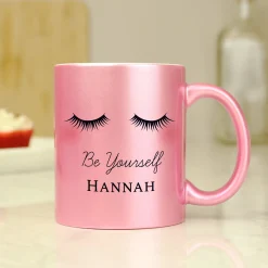 Clearance Personalised Eyelashes Pink Glitter Mug Mugs|Christmas Gifts