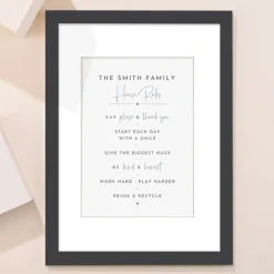 Card Factory Personalised Family House Rules Portrait Print