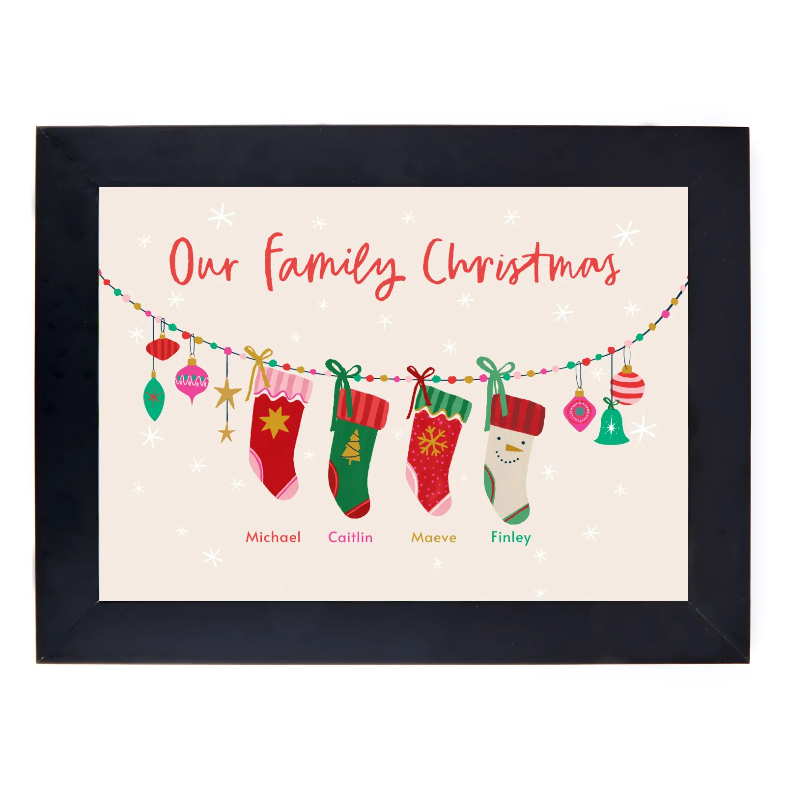 Card Factory Personalised Family of 4 Christmas Print - 4 Stockings