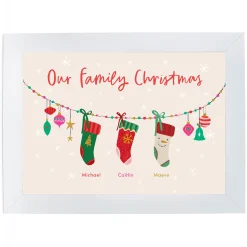 Sale Personalised Family of 3 Christmas Print - 3 Stockings Personalised Canvas & Wall Art|Photo Prints & Wall Art