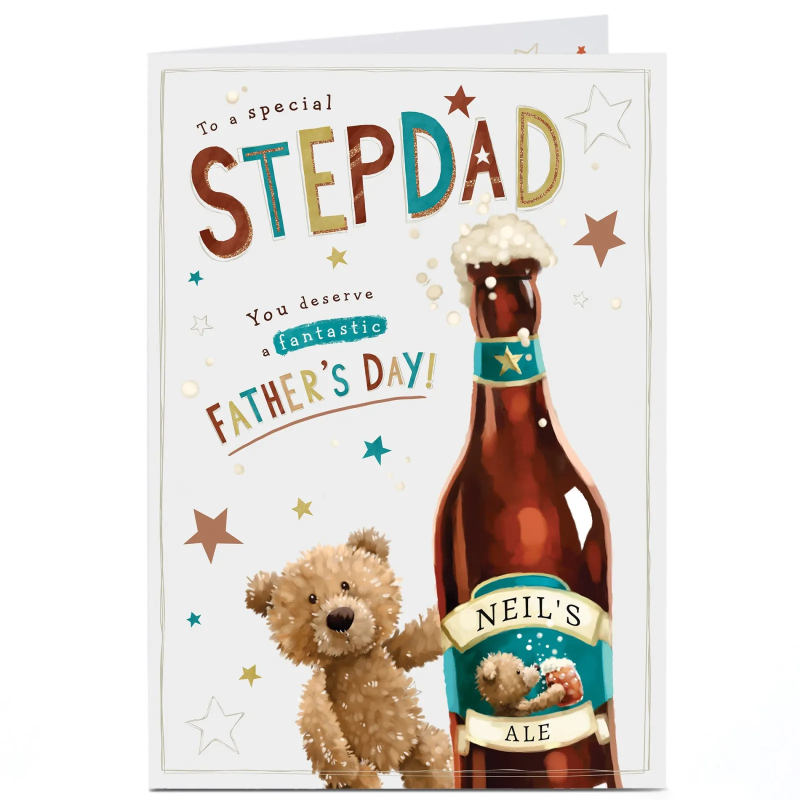 Best Personalised Father's Day Card - Stepdad's Beer Father's Day