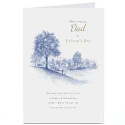 Sale Personalised Father's Day Card - Field and Village Scene - Dad Father's Day