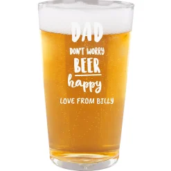 Card Factory Personalised Father's Day Pint Glass - Don't Worry Beer Happy