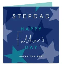 Sale Personalised Father's Day Card - Blue with Stars and Text - Stepdad Father's Day