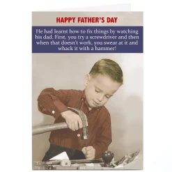 Card Factory Personalised Father's Day Card - Learn To Fix Things