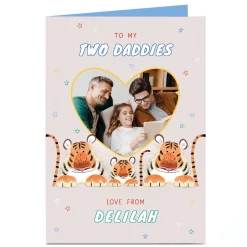 Card Factory Personalised Father's Day Card - Tigers and Heart 1 Photo upload