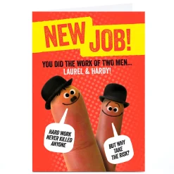Personalised Finger Quips New Job Card - Laurel & Hardy New Job|Funny