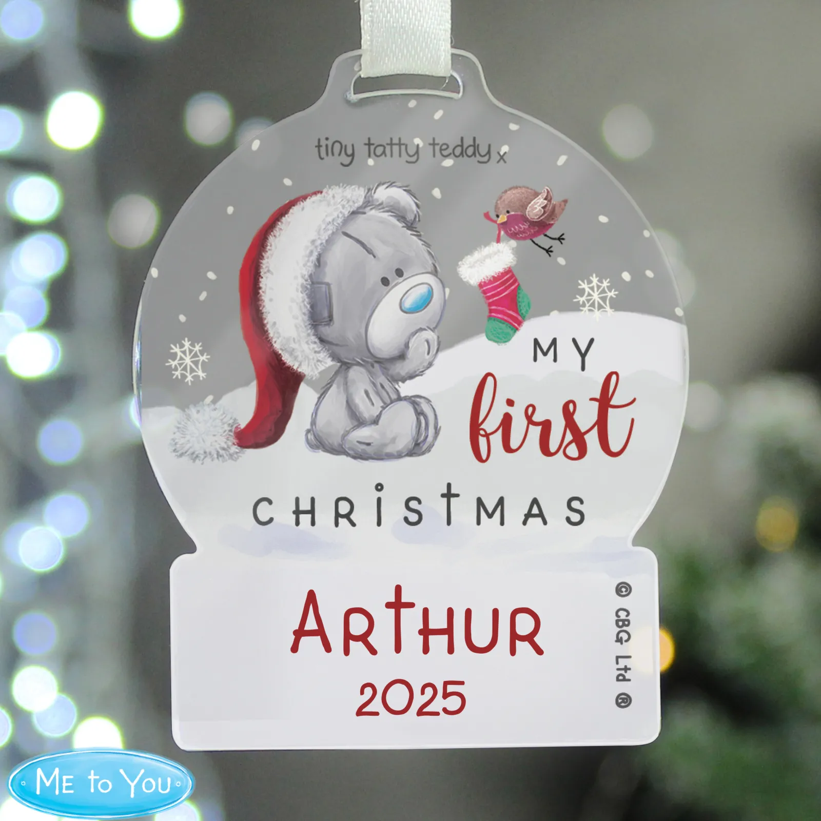 Kids Card Factory Personalised First Christmas Tiny Tatty Teddy Acrylic Decoration